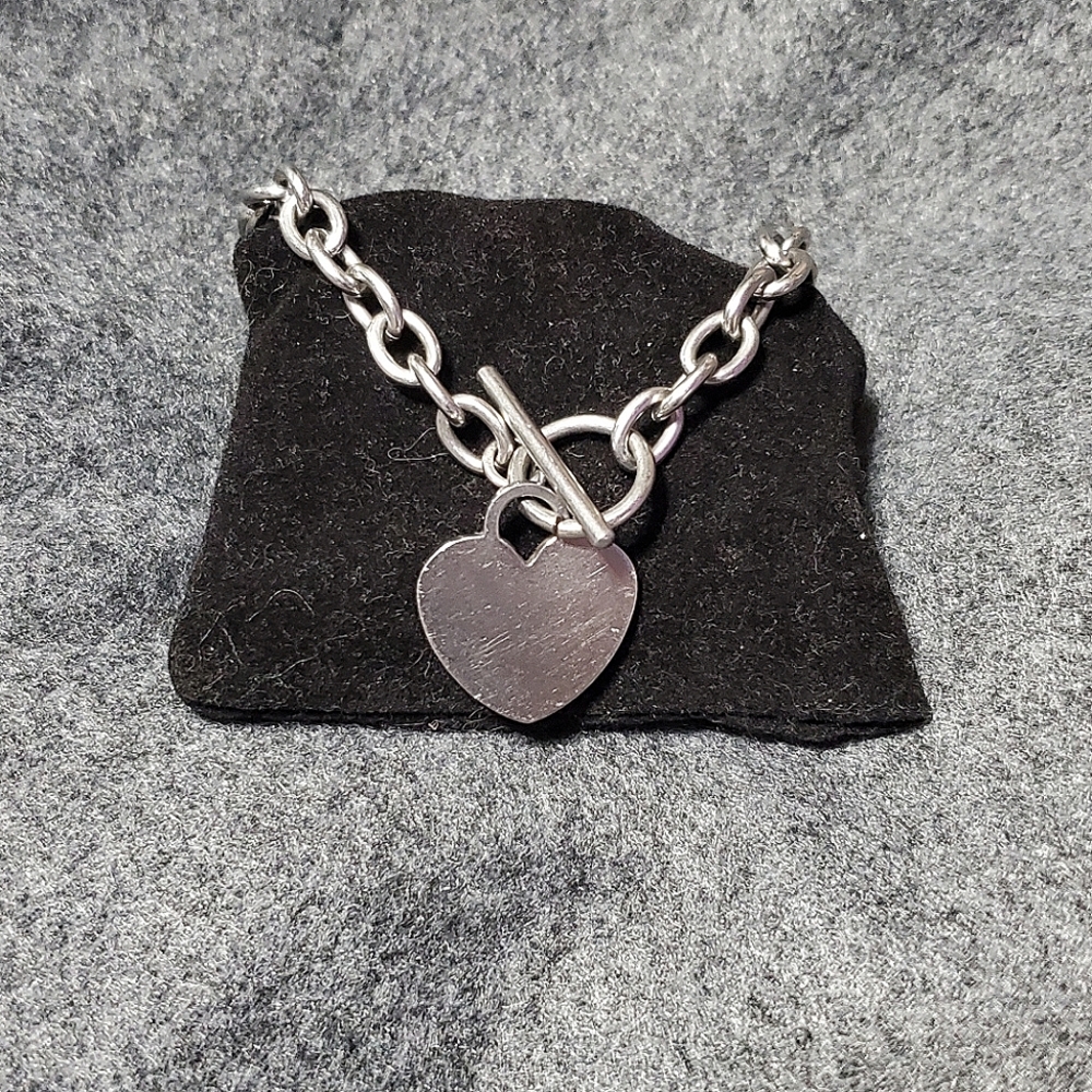 Sterling Silver Heart and Chain Bracelet